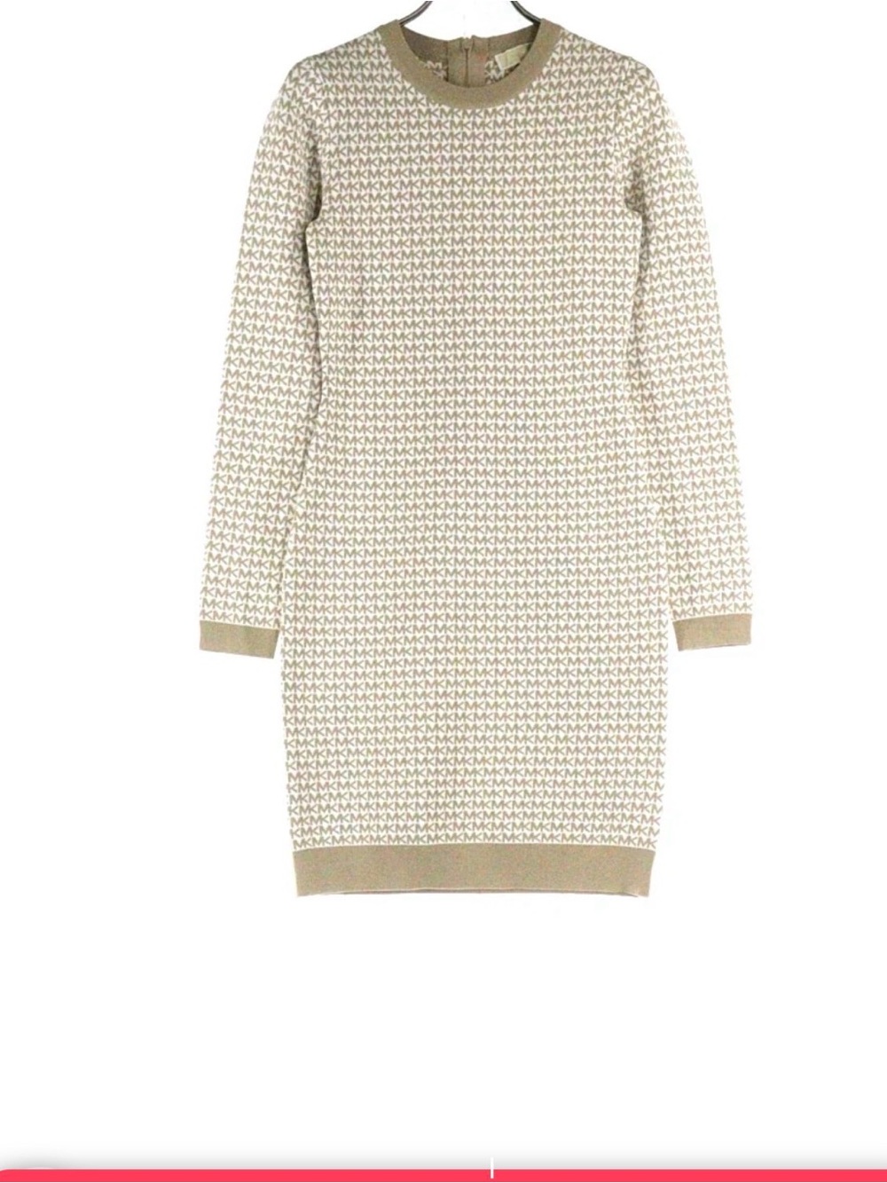 Michael Kors Beige and Ivory Logo Knit Dress